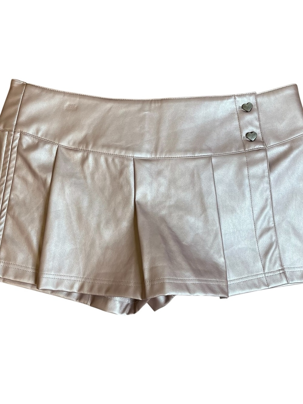 Celebrity Pink Metallic Pearl Pleated Skort Shorts with Heart Buttons Sz XL